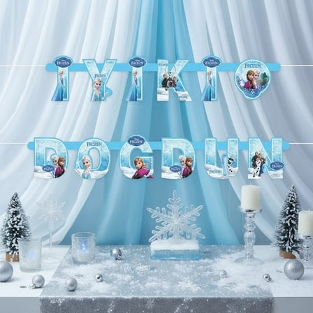 Frozen İyi Ki Doğdun Banner Kız Çocuk Doğum Günü Parti Süsü Dekorasyonu
