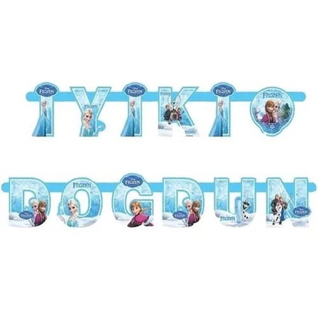 Frozen İyi Ki Doğdun Banner Kız Çocuk Doğum Günü Parti Süsü Dekorasyonu