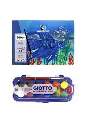 Giotto Suluboya Seti 23 Mm 12'li Alex Schoeller Sulu Boya Defteri A5 300 Gram 12 Yaprak