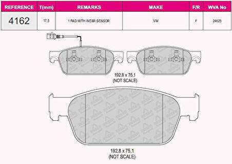 Vag On Fren Balatası Transporter T5 / T6 1.9 2.0tdi 03> - Beser 4162