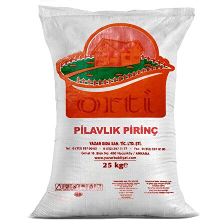 Orti  Ucuz Uygun Fiyat Pilavlık Pirinç 25 Kg.