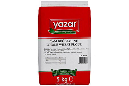 Yazar Taş değirmende Öğütülmüş Tam Buğday Unu 5 Kg