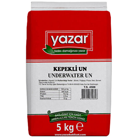 Yazar Taş değirmende Öğütülmüş Tam Buğday Kepekli Un 5 Kg