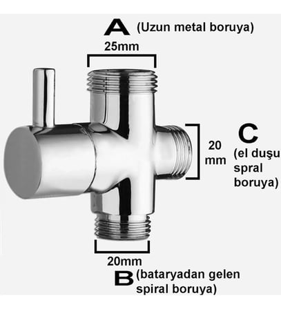 Meriva M87 Banyo Robot Duş Seti Yönlendirici Musluk Krom 3/4x1/2x1/2