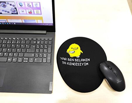 Bela Civciv Desenli Bilek Destekli Oval Mousepad