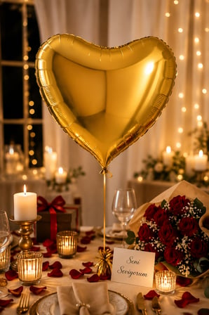 Folyo Balon Kalp Altın 24 İnç 60 cm Gold Doğum Günü Nişan Söz Düğün Parti Süsleme Dekor Balonu