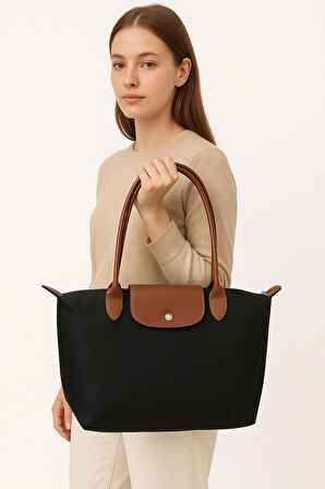 Kadın Lacivert Su Geçirmez Omuz Çantası – Geniş Hacimli, Fermuarlı, Şık ve Hafif Günlük Çanta