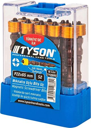 TYSON 1 Adet Pz2x65 Mm S2 Çeliği Çift Yönlü Orjinal Mıknatıs Uçlu Bits Uç Mıknatıslı Matkap Ucu