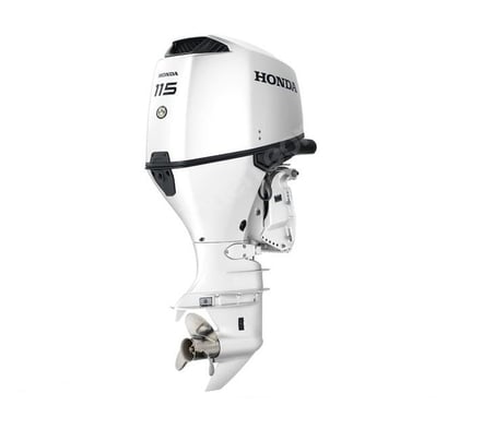 Honda BF 115 J LRU Beyaz Uzun Şaft Marşlı Trimli Direksiyonlu Mekanik Kumanda Kolu Deniz Motoru 