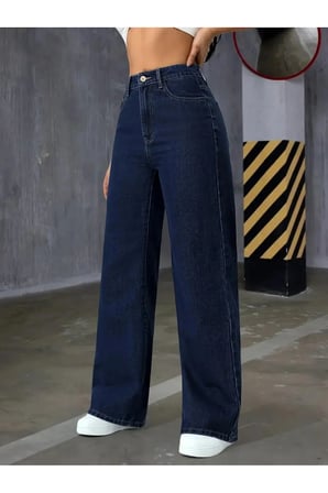 Kadın Likralı Lacivert Salaş Kot Jean Pantolon New Sezon-3