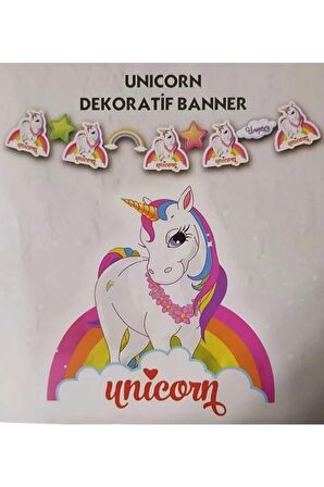 İpe Dizili Tavan Süs Banner Unicorn 