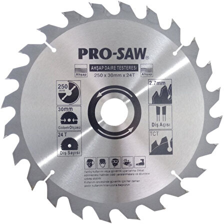 ProSaw PS51231 Elmas Daire Testere Bıçağı 250mm 24Diş - Ahşap