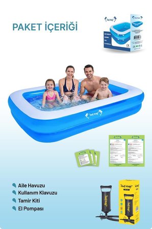 Heykida Swim Safe Dikdörtgen Havuz 262x175x50cm + Manuel Pompa
