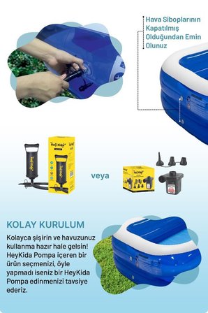 Heykida Swim Safe Dikdörtgen Havuz 262x175x50cm + Manuel Pompa