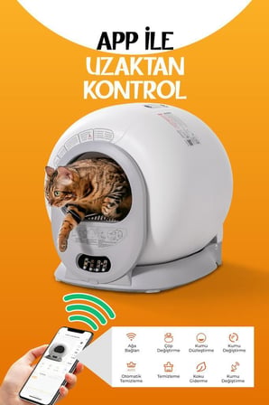 Livenzi Pet Akıllı Otomatik Kedi Tuvaleti | Wi-Fi Kontrollü & Otomatik Temizleme & Koku Önleyici