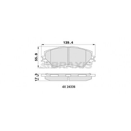 Toyota Fren Balatası On Toyota Corolla 07-12 Aurıs 07-12 Urban Cruıser 09-> / Trezia 10-> Rav4 06-> - Braxıs Aa0188