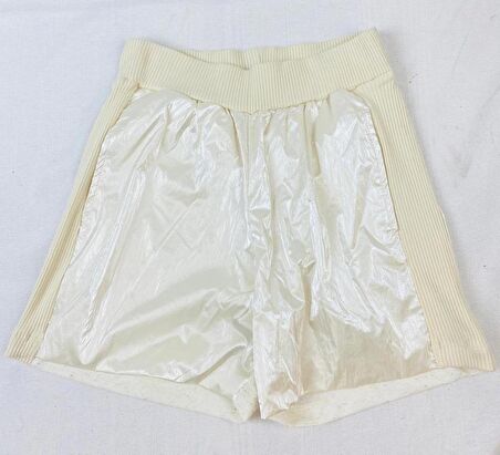 Kız Çocuk İkili Takım Vizon Kapüşonlu Sweat - Shirt Parlak Şort