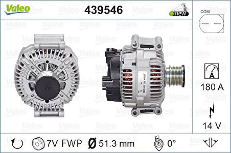 Mercedes Alternator (14v 180a) W169 04>12 W204 09>14 W212 09>15 W164 09>11 Vito W639 06> Sprinter 906 06>09 - Valeo 439546