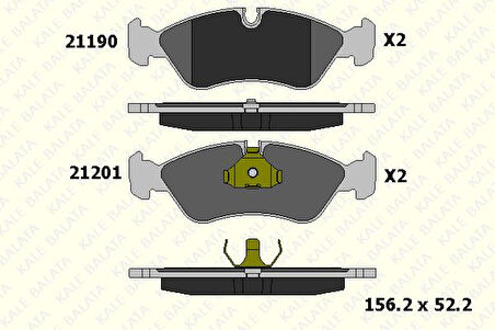 Opel On Fren Balatası Astra F 92>98 Vectra A 89> 95 Vectra B 96> 02 - Kale B 21190 175 05 Ans