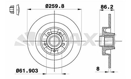 Renault Fren Diski Arka Rulmanlı  Megane III Scenic III 08 > - Braxıs Ae1036