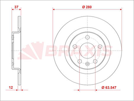 Volvo Arka Fren Diski Volvo Xc40 17 > 280mm - Braxıs Ae0984