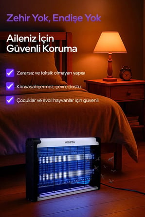 Auhma AQM01 Çift Ampullü Elektrikli Sineklik Sivrisinek Kovucu Yakalama Cihazı