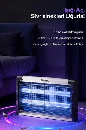Auhma AQM01 Çift Ampullü Elektrikli Sineklik Sivrisinek Kovucu Yakalama Cihazı
