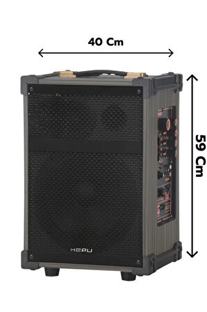 Hepu Hp-977 Partybox Bluetooth Hoparlör 12 Woofer 50W Güç 2 Kablosuz Mikrofon Kumanda