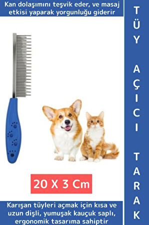 Ergonomik Tutuş Dayanıklı Evcil Hayvan Tüy Bakım Temizlik Masaj Etkili Kedi Köpek Tüy Açıcı Tarak