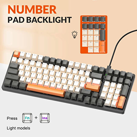 Zıyoulang K3 Siyah Red Switch Kablolu Rainbow Mekanik Oyuncu Klavyesi