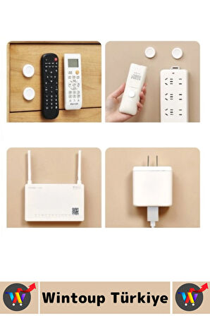 Kendinden Yapışkanlı Ev Ofis Kumanda Telefon Model Küçük Eşya Çok Amaçlı Mıknatıslı Tutucu 4 Adet