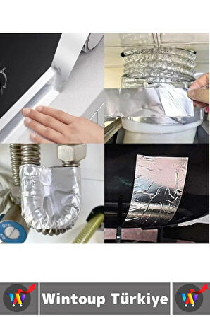 Kendinden Yapışkanlı Mutfak Banyo Kolay Temizlenir Su Sızdırmaz Yanmaz Alüminyum Bant 5 Metre X 3 Cm