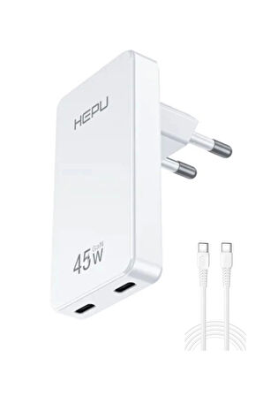 Yeni Nesil 45W GAN 2 x Typ-C PD Şarj Adaptörü Hepu Hp-C33