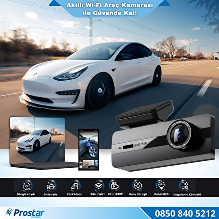 4K WIFI GPS 24 Saat Park Modu Özellikli Ekransız Dashcam Kamera