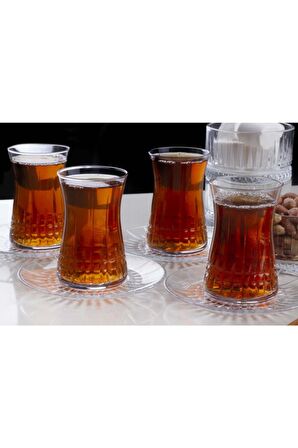 Paşabahçe elysia kristal çay bardağı çerezlik seti takımı 6 kişilik 18 parça