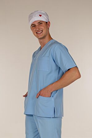 Açık Mavi Doktor Hemşire Üst Erkek Cerrahi Forma