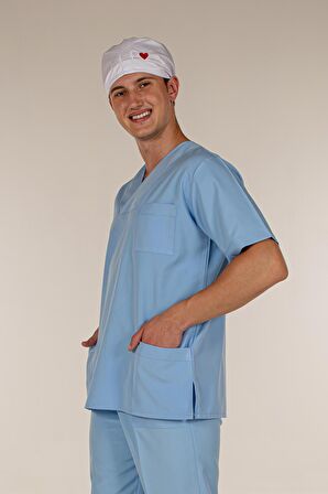 Açık Mavi Doktor Hemşire Üst Erkek Cerrahi Forma