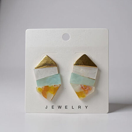 Renkli Geometrik Tasarım Küpe - Modern ve Canlı