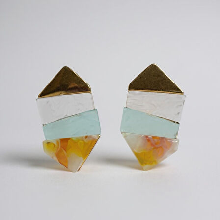 Renkli Geometrik Tasarım Küpe - Modern ve Canlı