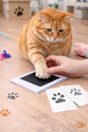 Kedi & Köpek Pati İzi Çıkarma Aparatı | Pati Baskı Pedi + Kart | Hatıra Seti