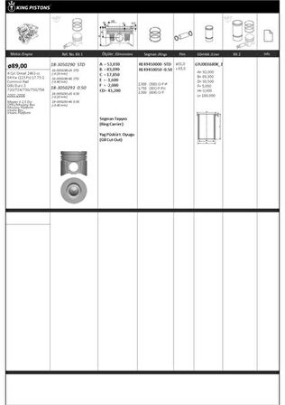 Renault Motor Piston+segman Master 2.5 DCI-Movano 2.5cdti (g9u) 115hp Euro3 (89.00mm) / (std) / (-0.40mm Kis - Kingpiston 18-3050290-40
