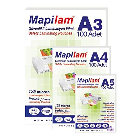 Mapilam 125 Mic A4 Parlak Laminasyon Filmi 100'lü 