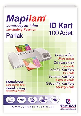 MAPİLAM 150 MİC. PARLAK LAM. FİLMİ (ID KART)    70X100 100 LÜ