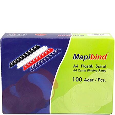 MAPIBIND 16mm PLASTİK SPİRAL KIRMIZI 100 ADET