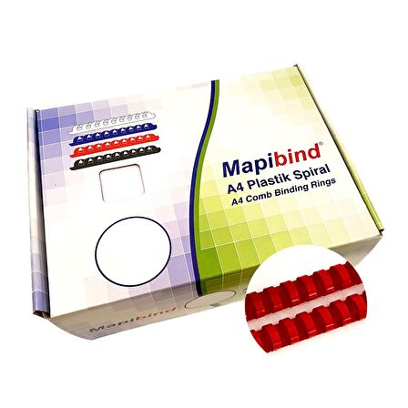 MAPİBİND 22MM PLASTİK SPİRAL KIRMIZI   50 AD.