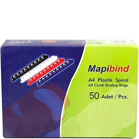 MAPIBIND 28mm PLASTIK SPIRAL KIRMIZI 50 ADET