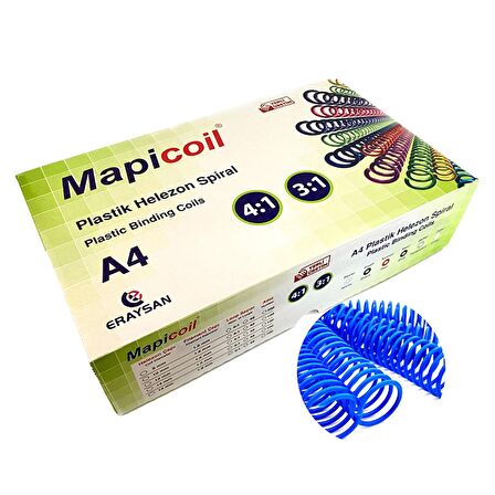 MAPİCOİL 4:1 PLASTİK HELEZON SPİRAL 10MM.MAVİ 100 AD. 48 LOP