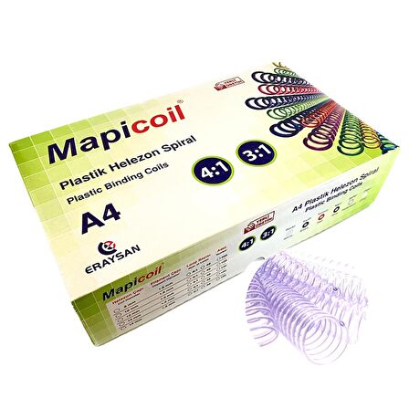 MAPİCOİL 4:1 PLASTİK HELEZON SPİRAL 12MM ŞEFFAF 100 AD. 48 LOP