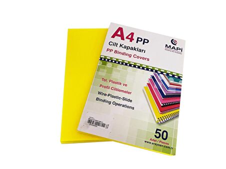 MAPİ A4 PP FOSFORLU KAPAK 550 MİC. FOSFORLU SARI         50 Lİ