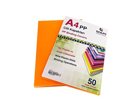 MAPİ A4 PP FOSFORLU KAPAK 550 MİC. FOSFORLU TURUNCU  50 Lİ